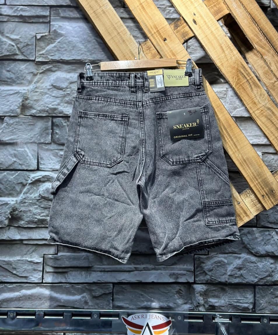 Shorts en Jean Gris avec Motifs Exclusifs