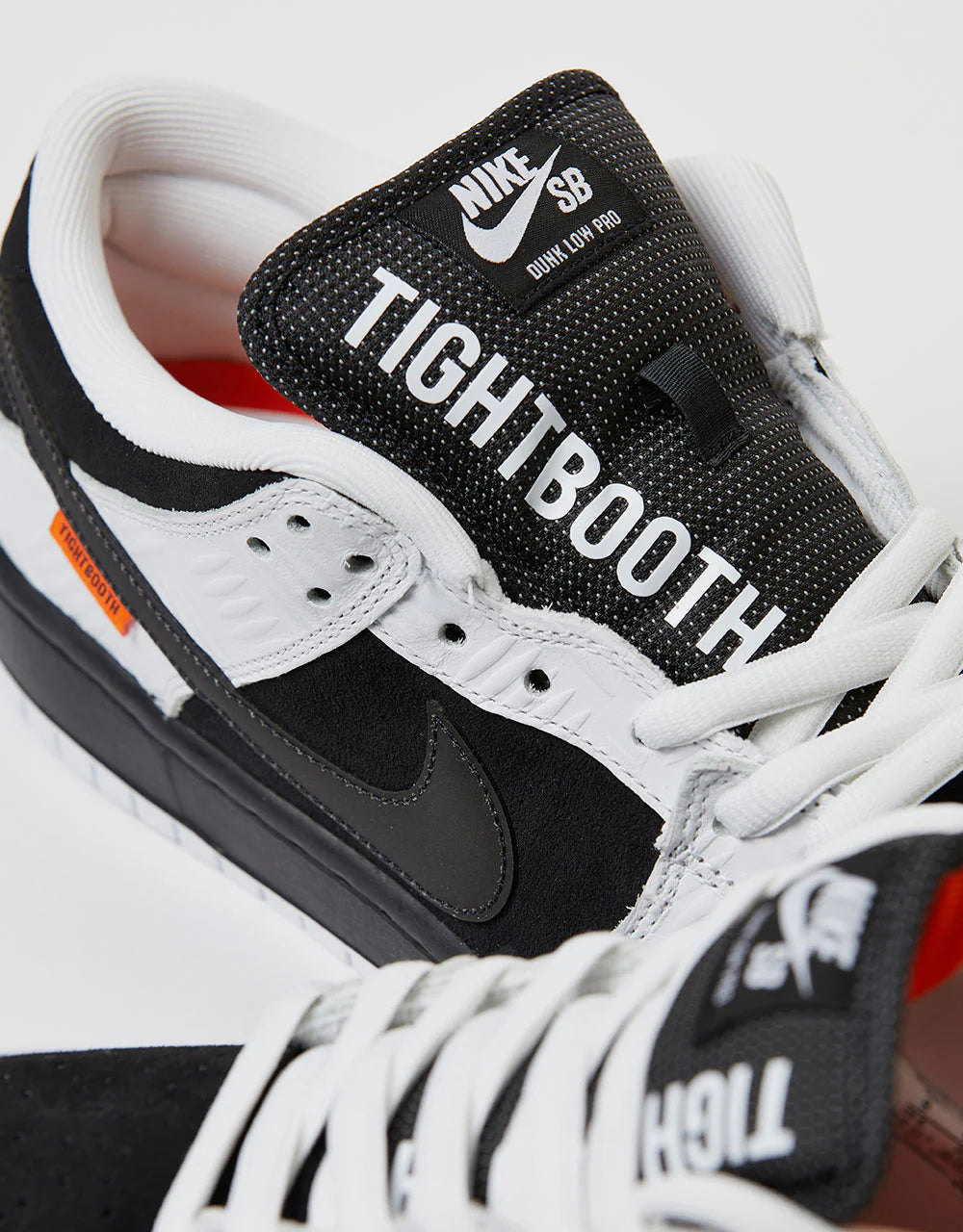 Nike SB 'Tightbooth' Dunk Low QS Skate Shoes - White/Black-Safety Orange