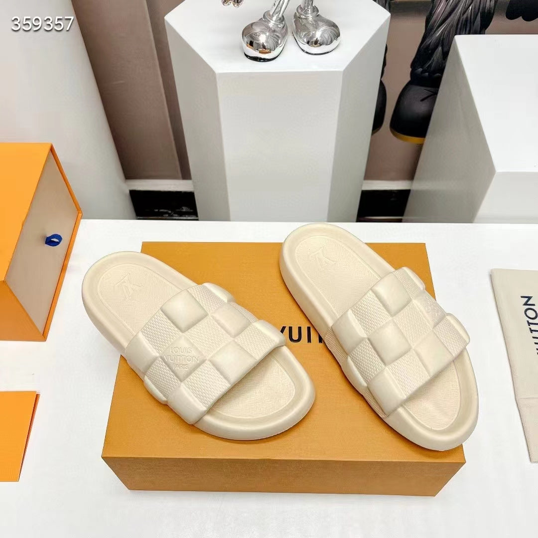 Claquette Lv Waterfront Damier Beige