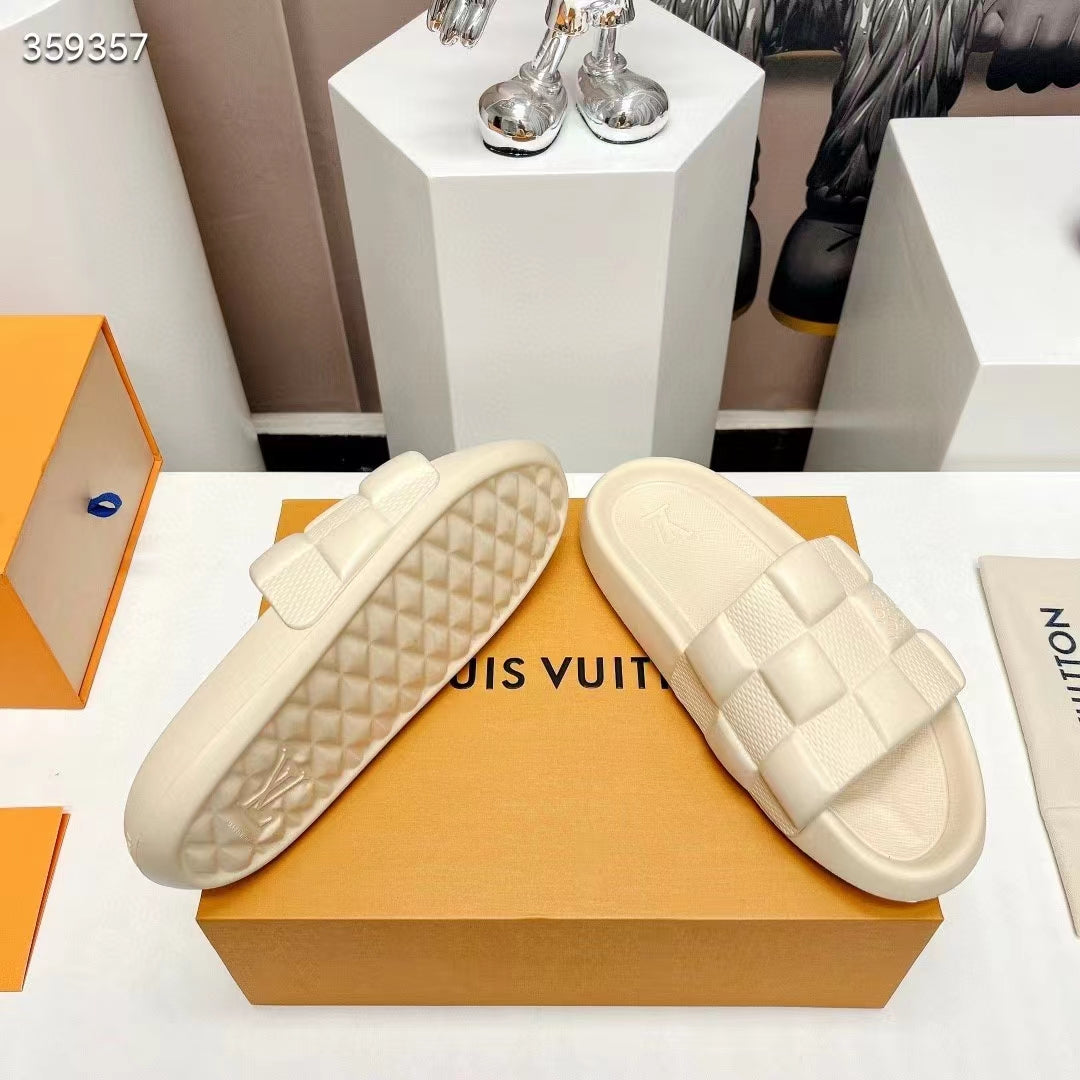 Claquette Lv Waterfront Damier Beige