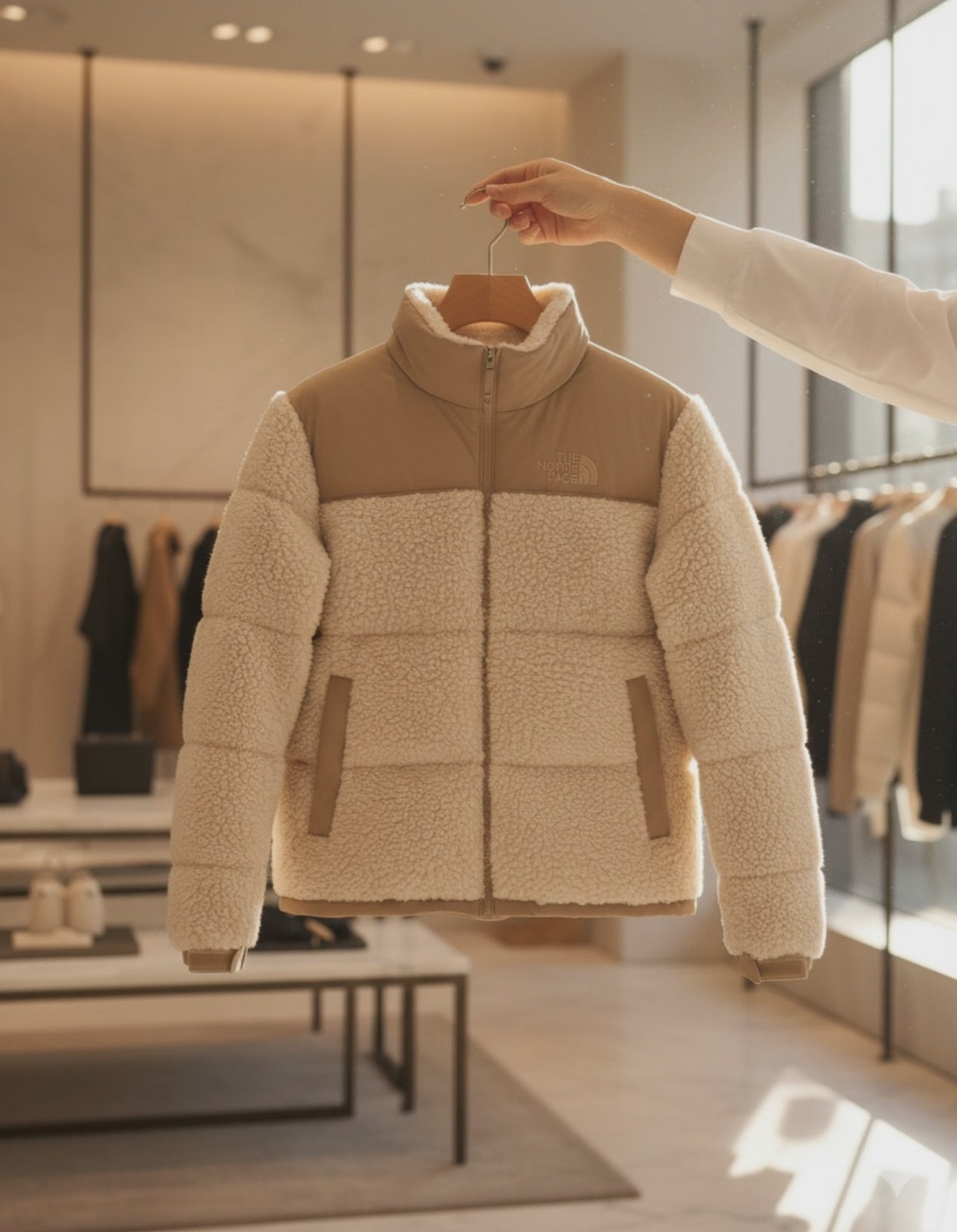 Doudoune North Face Beige unisexe